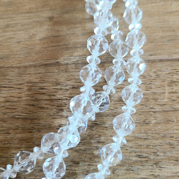 Vintage 1950s clear 3 strings crystals choker necklace. 50s classic midcentury. - Picture 5 of 7